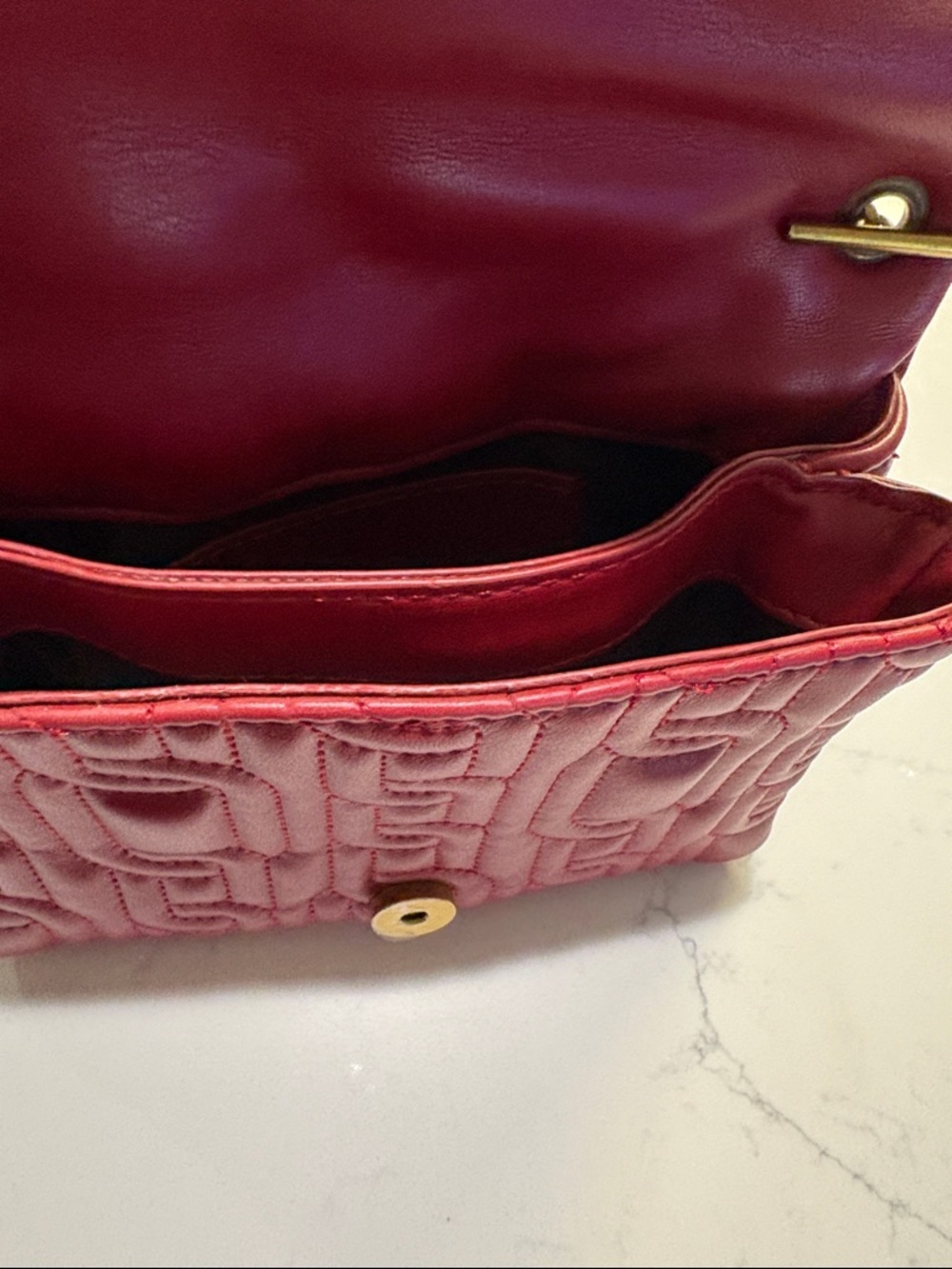 Zara Quilted Red Crossbody with Gold Chain - Picture 6 of 7